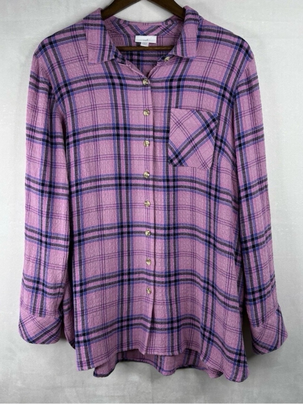 J. Jill Pink and Purple Plaid Shirt